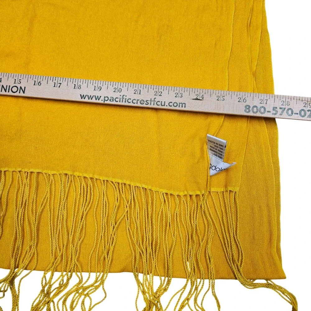 Bloomingdales Scarf Womens Yellow Silk Cashmere Blend Fringe Wrap Pashmina
